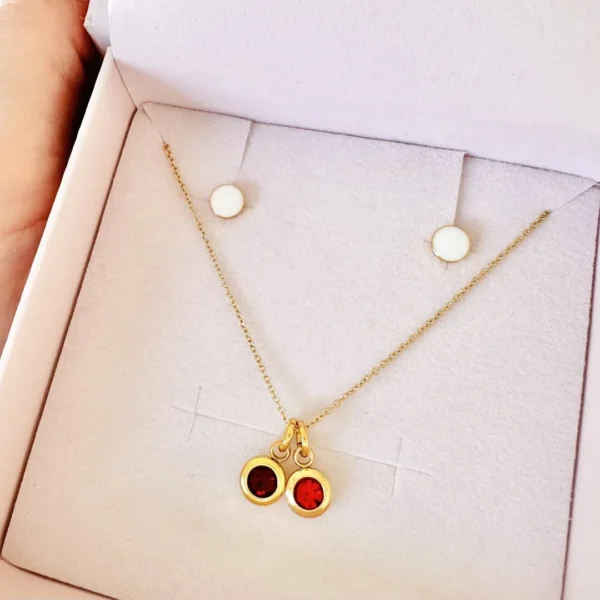 Moedermelk oorbellen met 14k goldfilled ketting en 2 geboortesteentjes